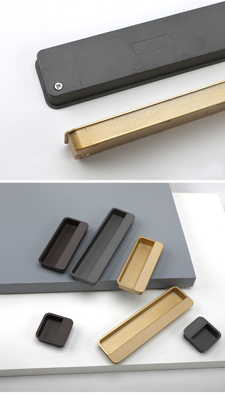 黑色隐形拉手嵌入式暗装柜门衣柜抽屉金色现代简约谷仓移门把手详情45