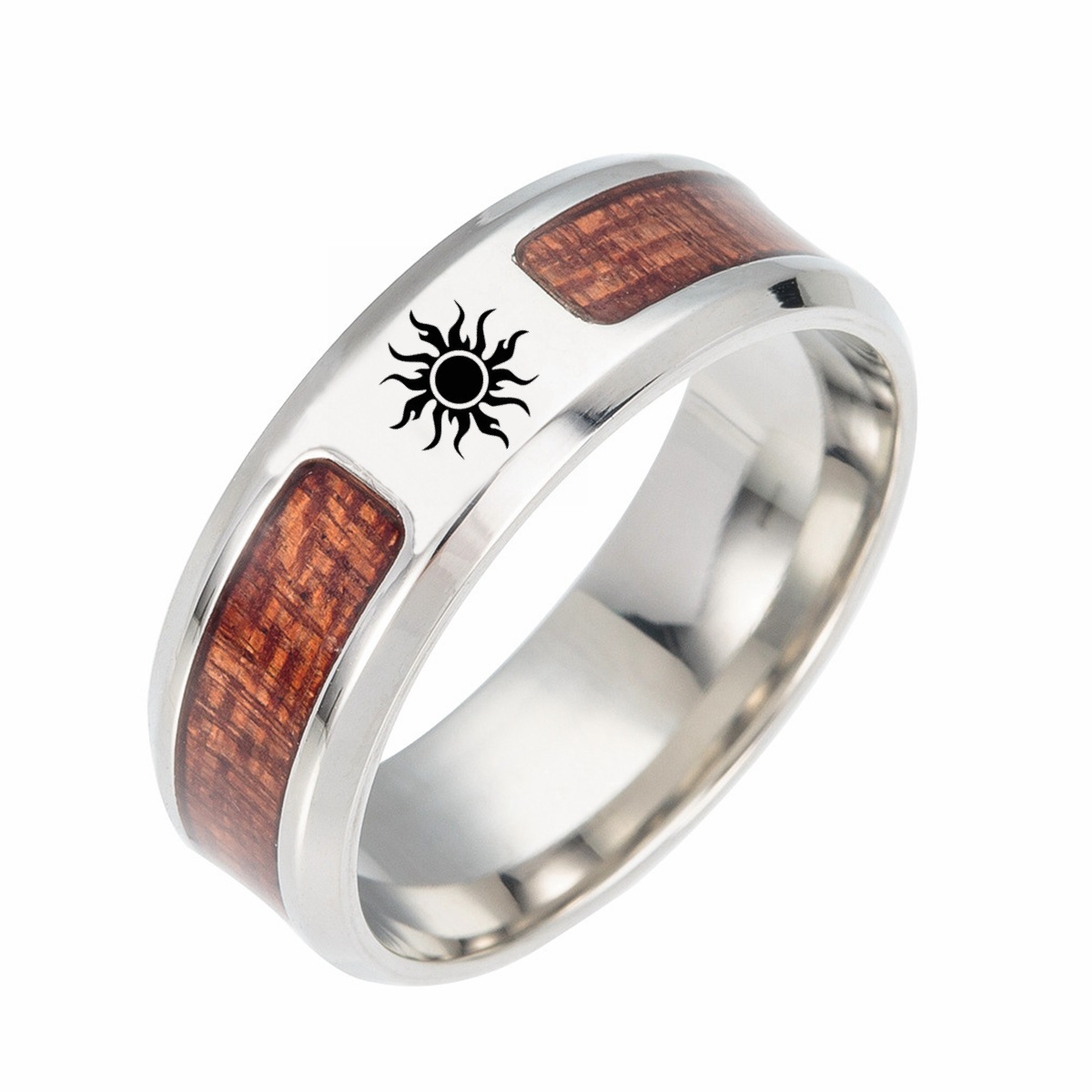 New half-circle wood grain jewelry from Europe and America, Celtic knot, Rune ring, Viking ring, Amazon new style pic 11