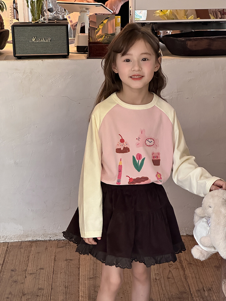 2024秋季新款儿童秋装长袖T恤上衣女童宝宝230克卡通插肩打底衫潮详情24