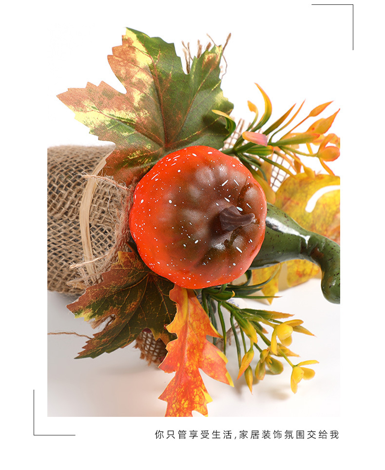 跨境节庆植物摆件仿真南瓜松针松果装篮万圣节圣诞室内装饰品批发详情13