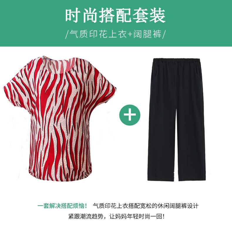 50岁60妈妈奶奶装宽松大码蝙蝠衫200斤短袖上衣中老年老太太T恤夏详情4
