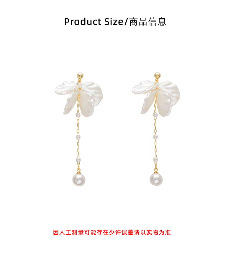 Hyacinth925 agujas de plata premium sense concha pétalos de perlas pendientes coreanos dulce temperamento orejeras largas borlas pendientes pic 3