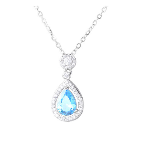 Blue necklace stud earrings collection, all-silver necklace, exquisite and elegant commuting collarbone chain, s925 silver versatile jewelry pic 15