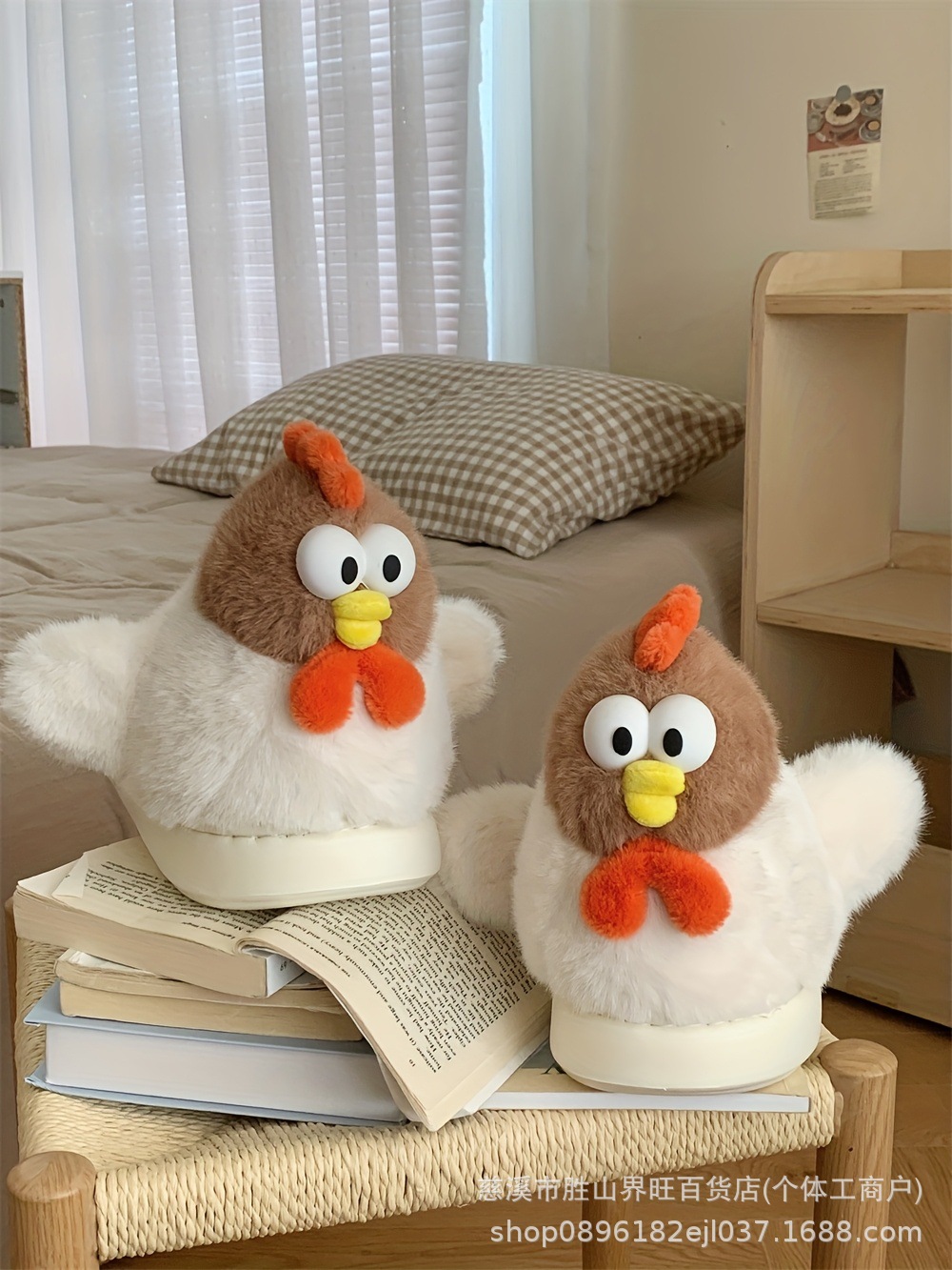 爆款大公鸡棉拖鞋冬季卡通可爱男童女童保暖防滑居家小孩毛绒拖鞋详情5