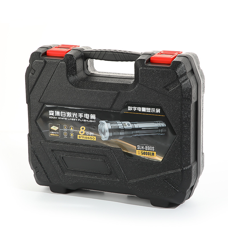 跨境长续航可变焦白激光户外远射铝合金充电电池手电筒详情5