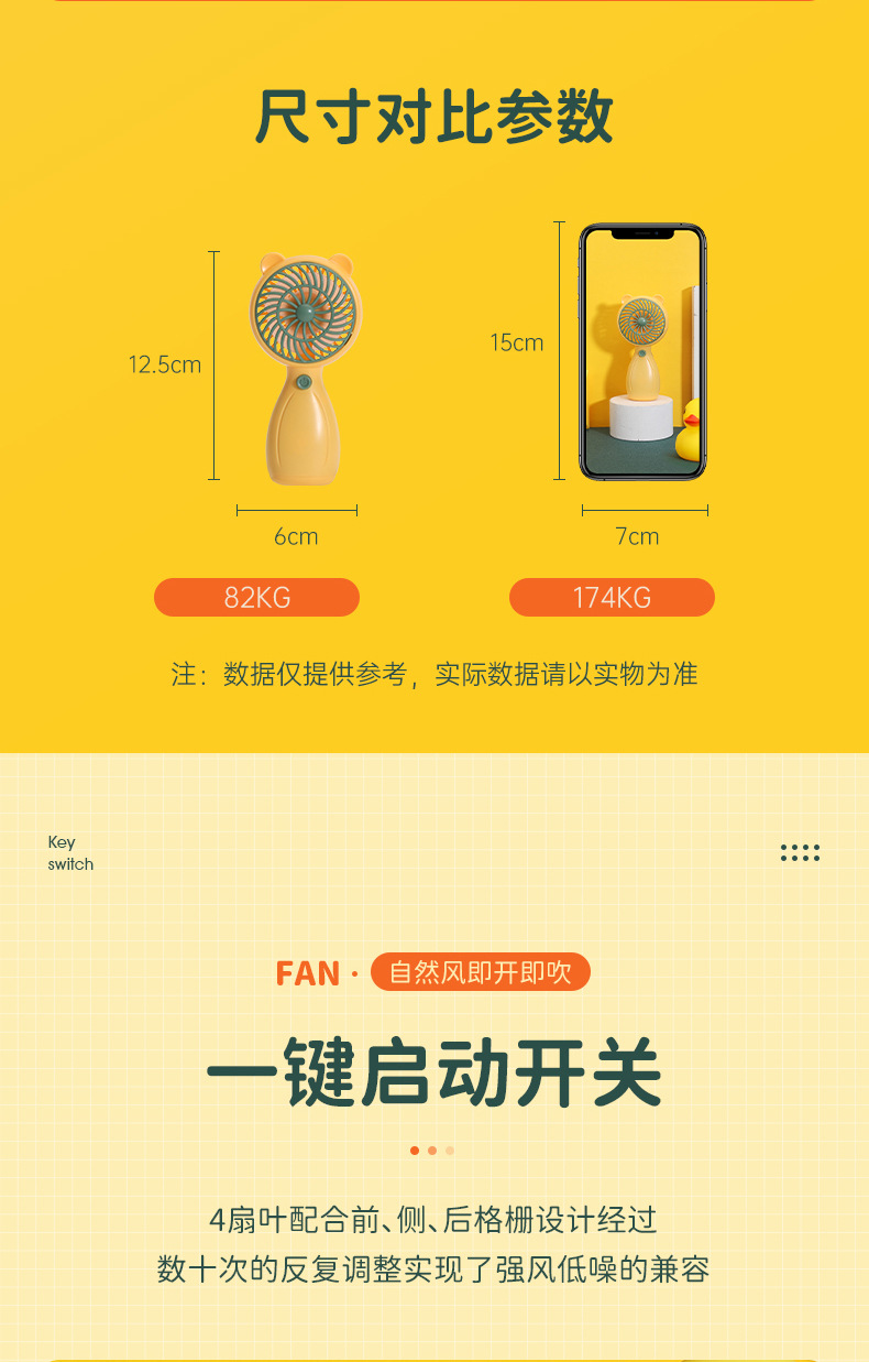 minifanUSB充电手持小风扇卡通可爱迷你小巧户外便携带挂绳跨境详情14