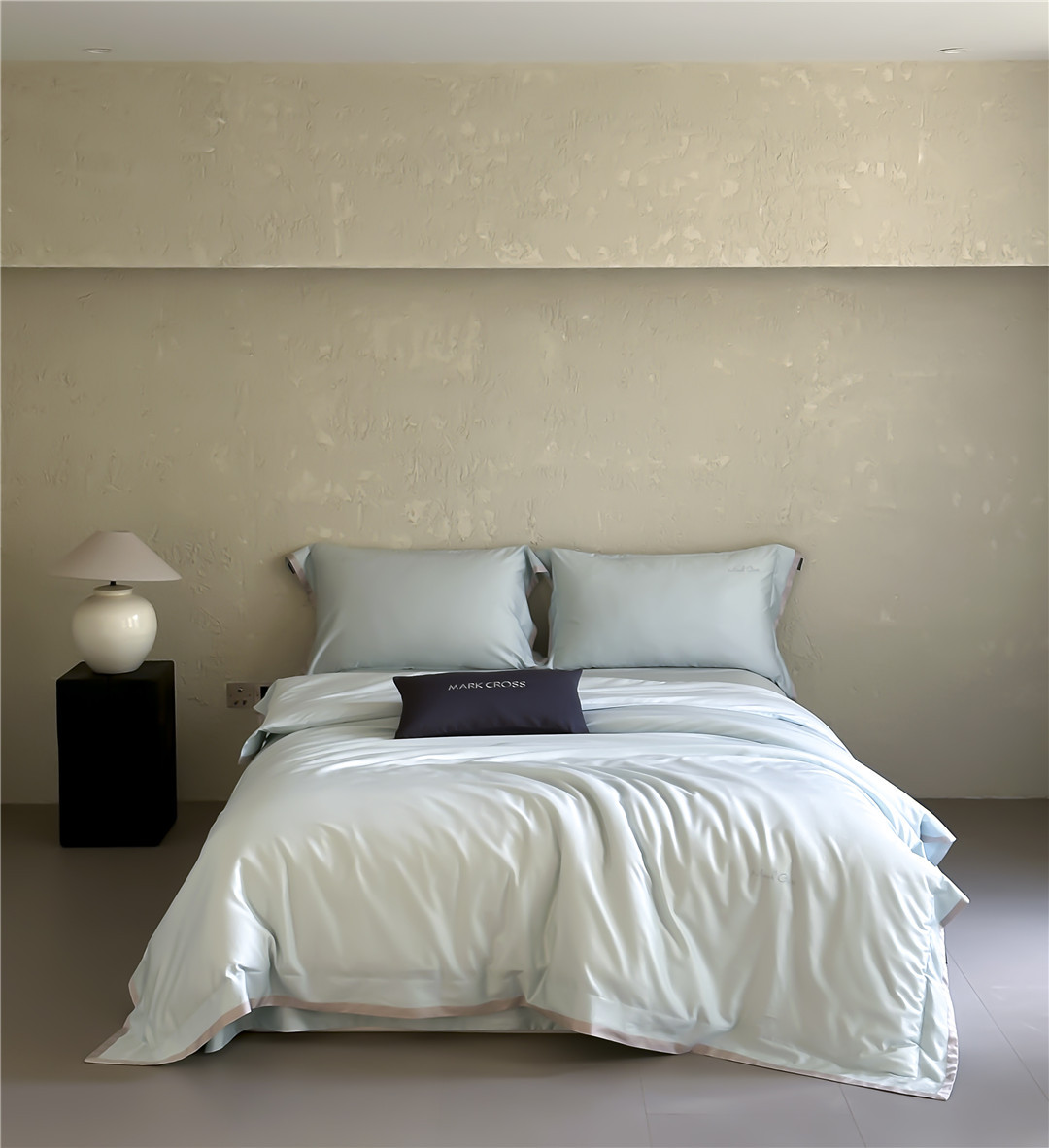Minimalist style 100-count ultra-fine denier Tencel cotton four-piece set, high-end and silky smooth naked sleeping grade bedding pic 5