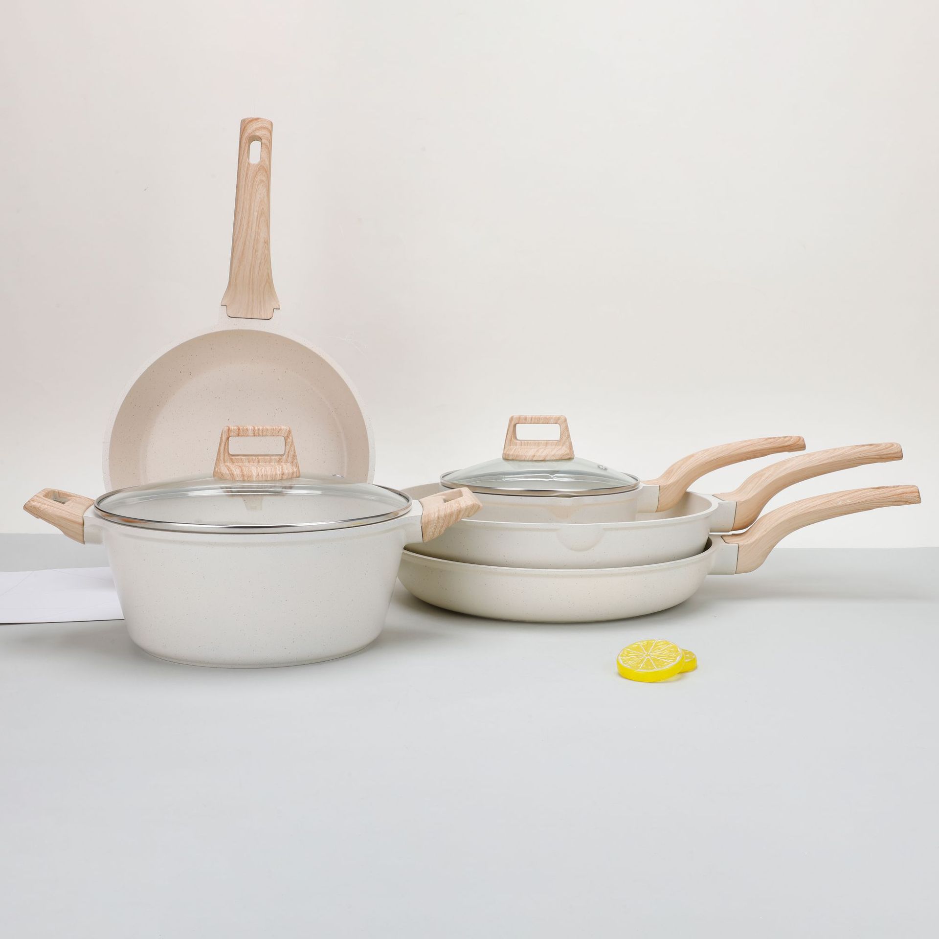 Frying pan set, tourmaline non-stick set, granite cookware, non-stick five-piece set, wok, soup pot, small milk pot pic 6