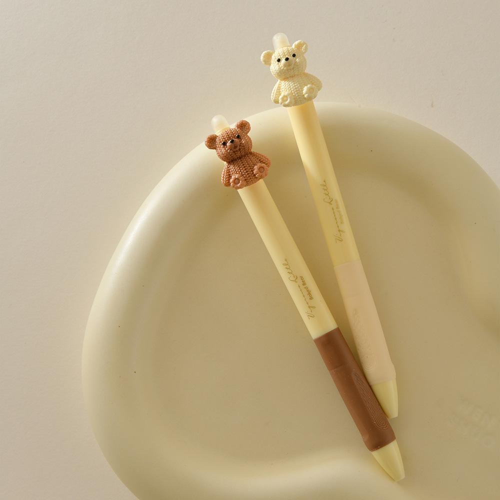 晨兮芝士小熊按动可擦中性笔软握晶蓝笔芯高颜值刷题笔ST头顺滑详情13