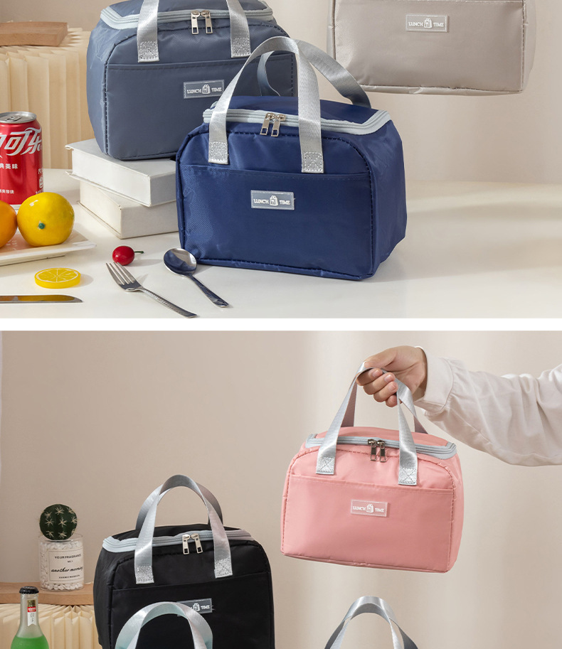 饭盒袋韩版手提儿童午餐包多功能纯色牛津布防水上班族保温袋详情17