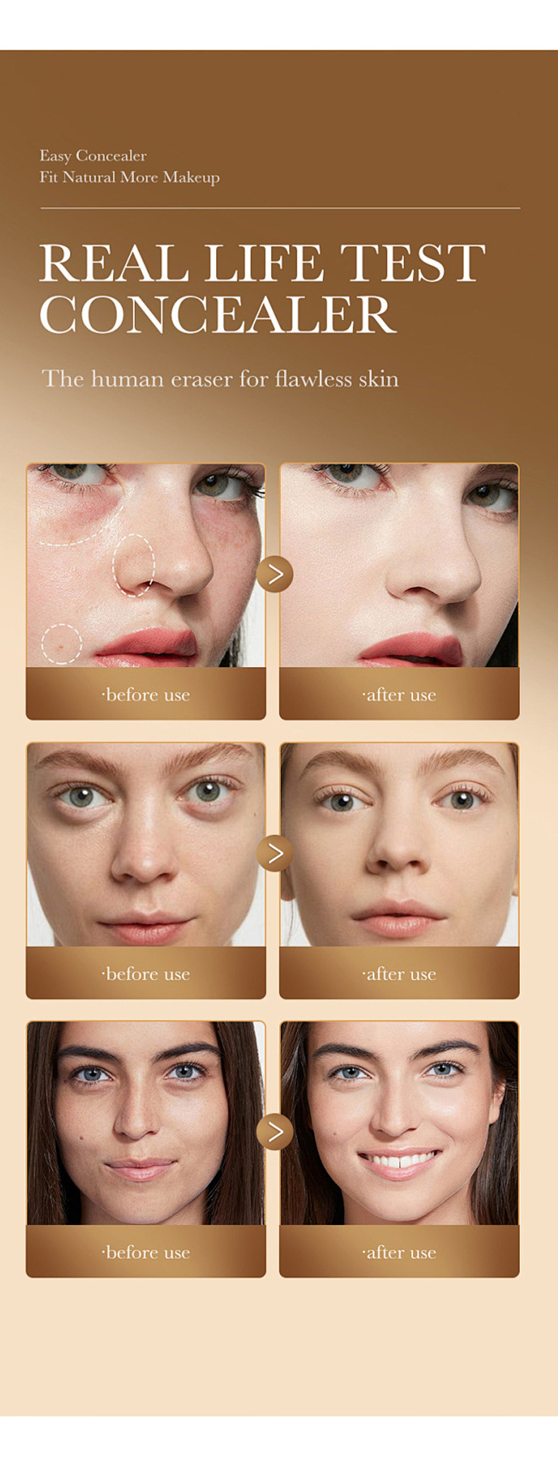 【跨境专供】Tao Beauty遮瑕膏斑点痘印黑眼圈自然防水遮瑕膏批发详情13