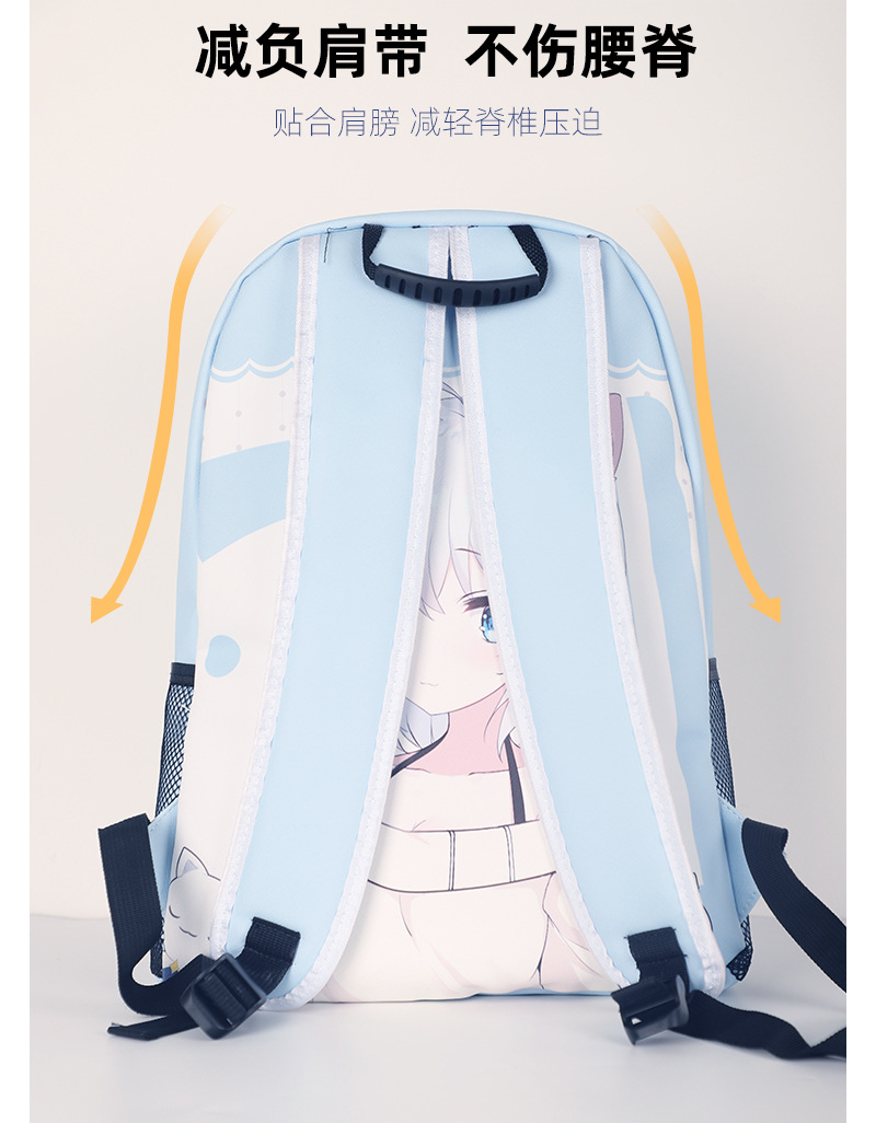 卡通校园全彩皮革双肩包高中初中小学大容量电脑背包书包厂家代发详情6