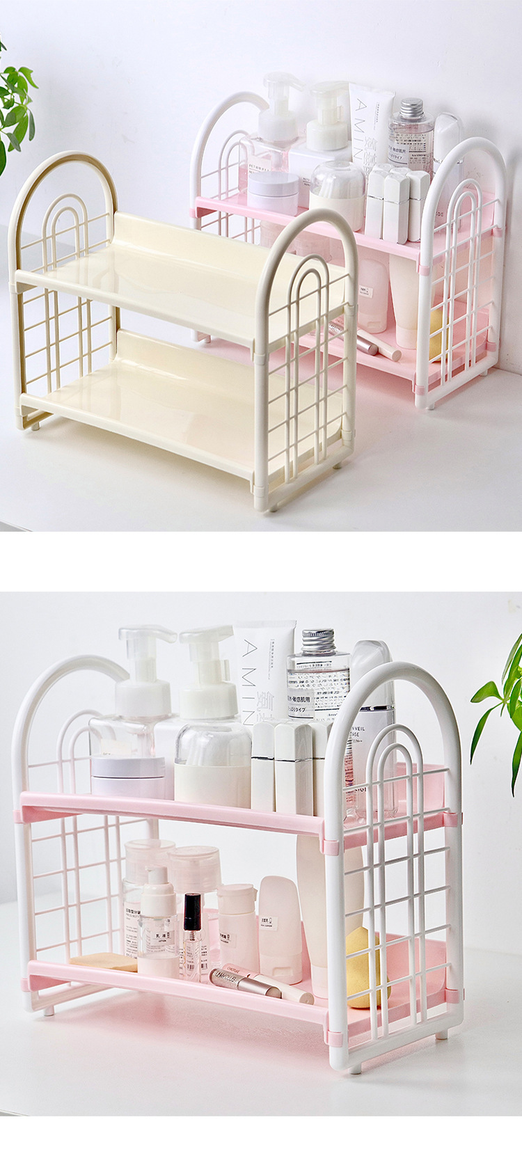 High appearance level desktop storage rack, ins style, multi-layered dormitory storage, book rack, computer office storage rack pic 2