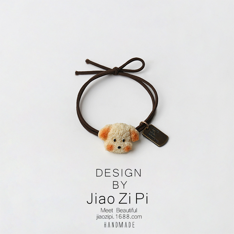 Simple and cute puppy hair tie, animal girlish heart, high ponytail, hair band, sweet hair band, cartoon hair tie and hair accessory pic 7