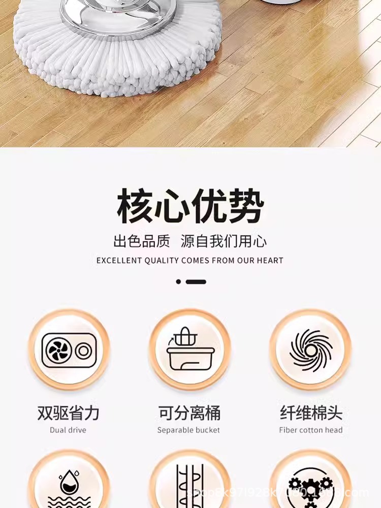 Rotary mop for home use 2025 New model, self-twisting, dehydrating, no need for hand washing, lazy person, effortless mopping mop bucket pic 2