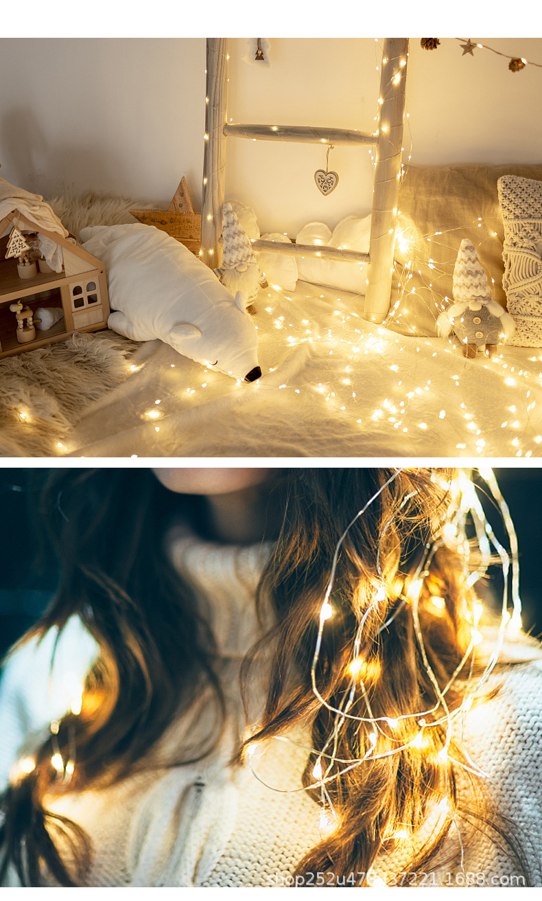 Three-level adjustable flashing LED string lights, colored lights for cakes, flowers, gift boxes, decorative light strips, ground push balls, led string lights pic 6