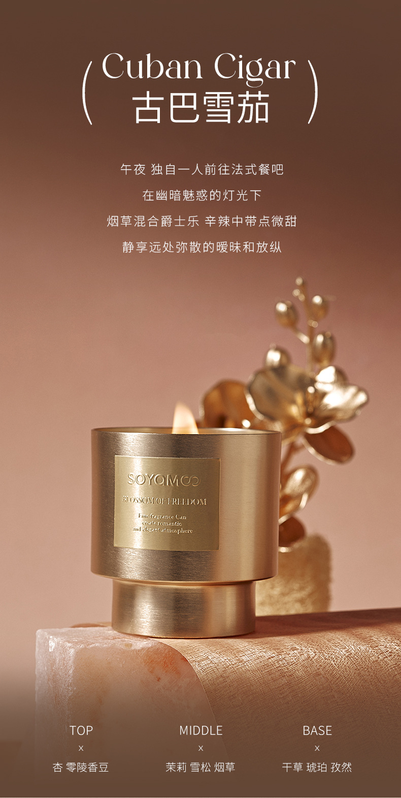 现货代发金属感男士中性风烟草香薰蜡烛摆件 家用卧室大豆蜡香薰详情4