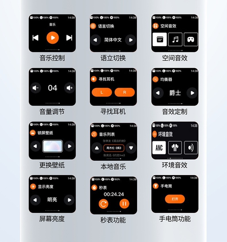 AI Intelligent Simultaneous Interpretation Q18 Bluetooth Headphones OWS over-ear multi-functional color screen Ultra-long battery Life Bluetooth headphones pic 4