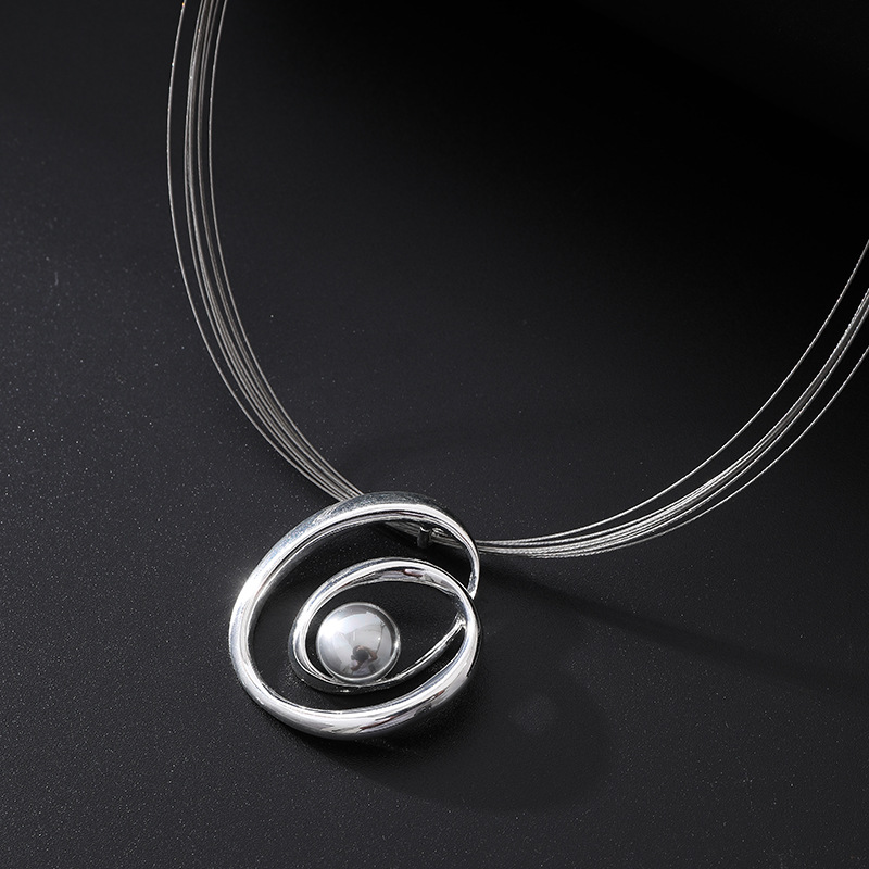 亚马逊爆款欧美时尚高级精致镂空不规则圆几何合金吊坠女士锁骨链详情13