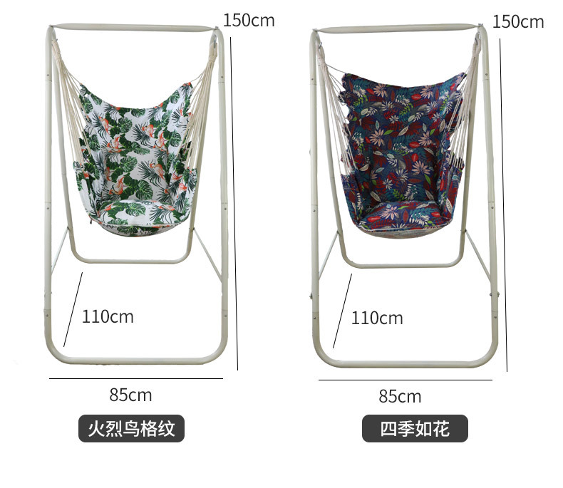Wholesale of indoor cotton canvas hammocks, printed outdoor swings, stainless steel frame hanging baskets, camping outdoor pic 3