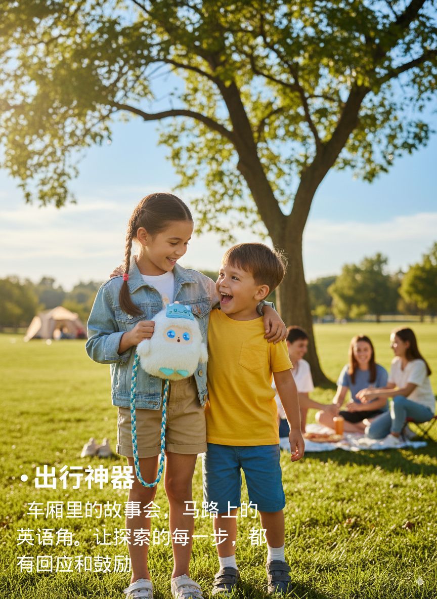 Jopark抱抱兜兜AI智能玩具陪伴互动安抚玩偶百搭背包斜跨单肩包包详情5