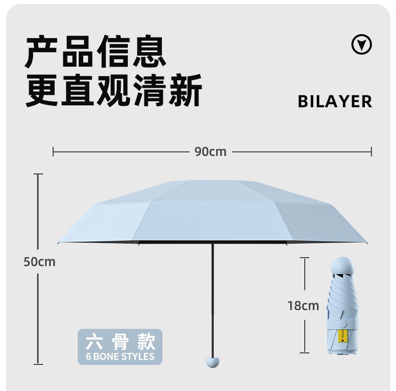 口袋胶囊雨伞女加厚黑胶防晒遮阳伞折叠伞晴雨两用批发定制太阳伞详情18