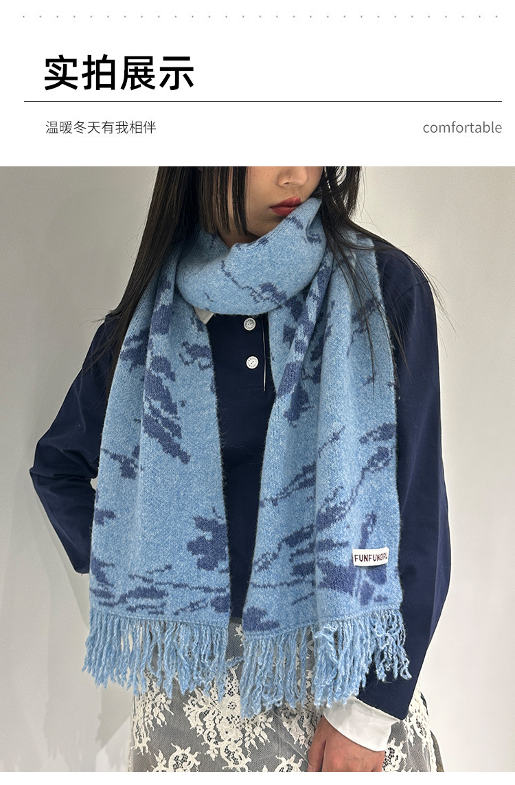 New Chinese-style wool tassel scarf for women 2024 autumn and winter, versatile, elegant and high-end shawl, thickened warm scarf pic 8