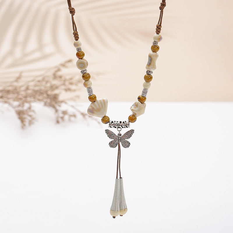 New retro ethnic-style ceramic necklaces for women, long sweater chains, cross-border small accessories and accessories manufacturer wholesale pic 5