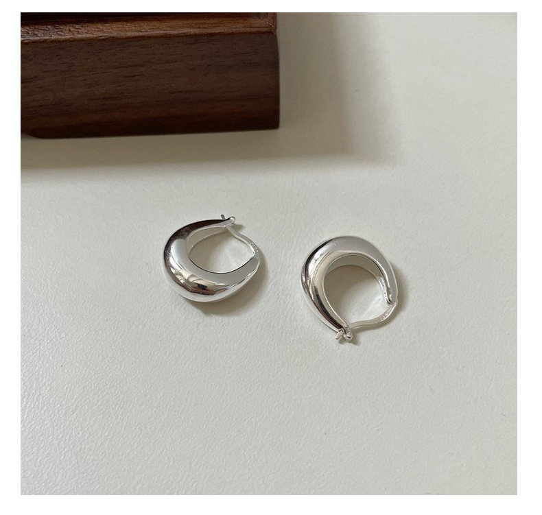 S925 sterling silver Korean version fashionable crescent ear buckles, Korean minimalist fashion basic style retro earrings and earrings wholesale pic 13