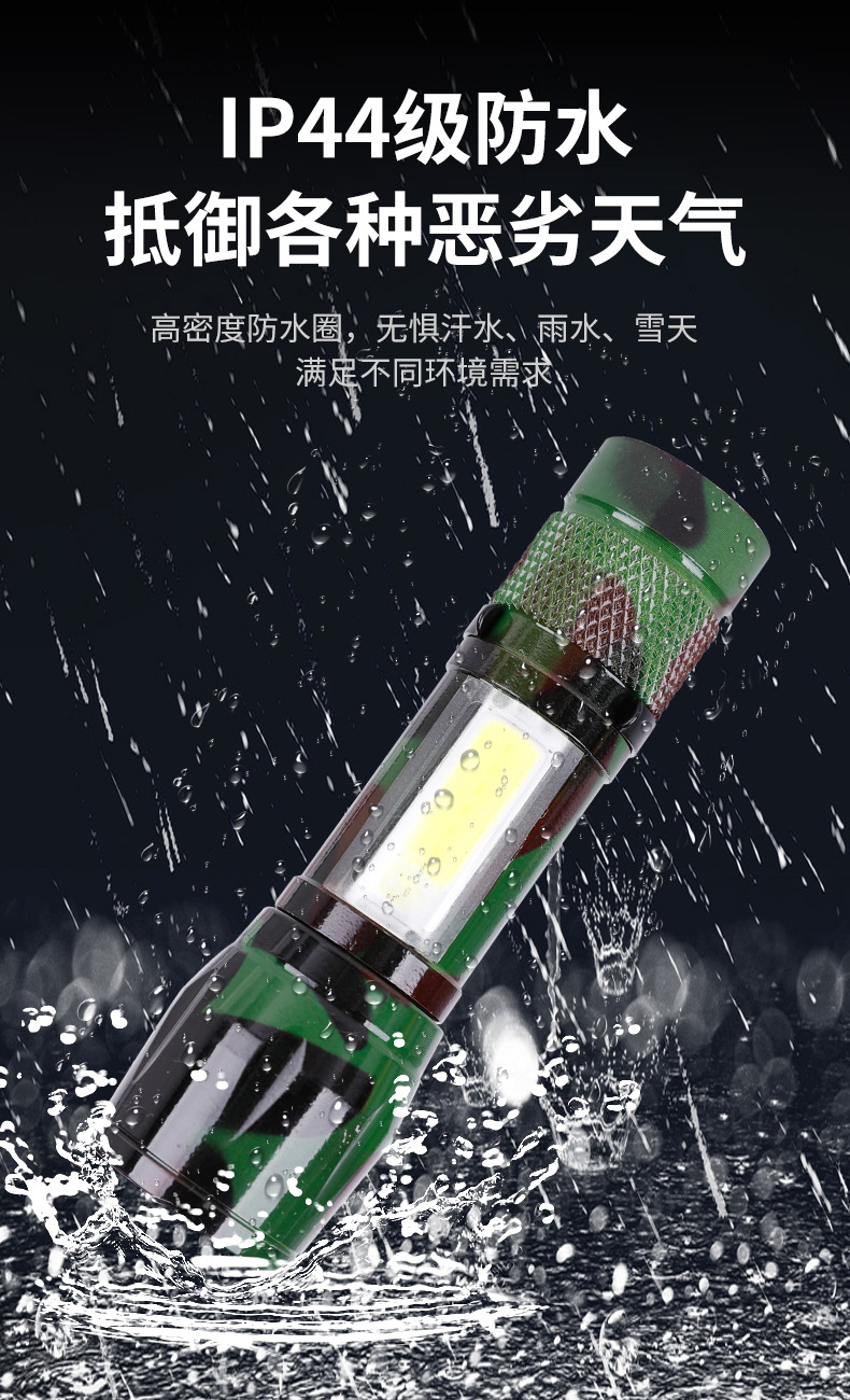 Mini outdoor high-intensity rechargeable flashlight, COB side light, aluminum alloy led plastic portable 511 small flashlight pic 9