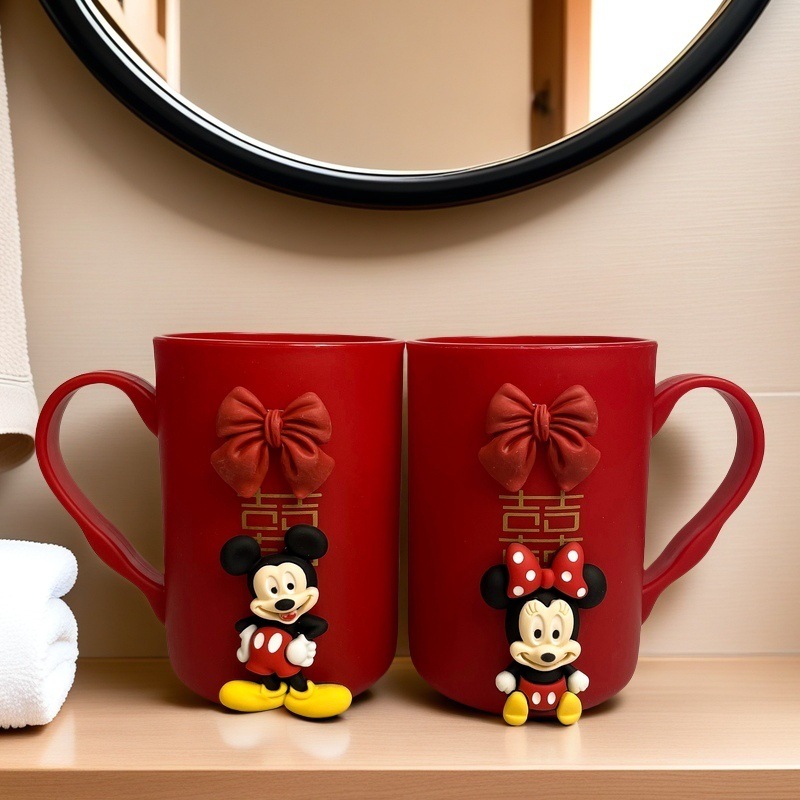 结婚香皂盒一对红色肥皂盒双喜新婚陪嫁妆漱口杯牙刷牙膏婚庆用品详情6