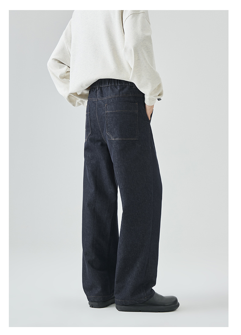 APO男装|跨境牛仔裤男款美式高街秋季潮牌痞帅宽松直筒休闲长裤子详情23