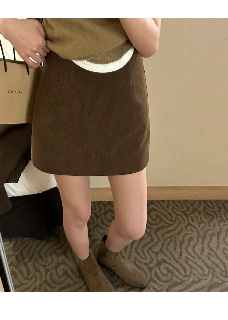 复古美拉德高腰灯芯绒半身裙女秋季2024新款韩版安可拉红a字短裙详情1