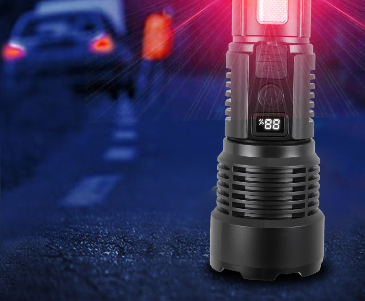 Cross-border white laser high-intensity flashlight, USB charging, telescopic focusing, ultra-bright long-range COB side light flashlight, outdoor pic 12