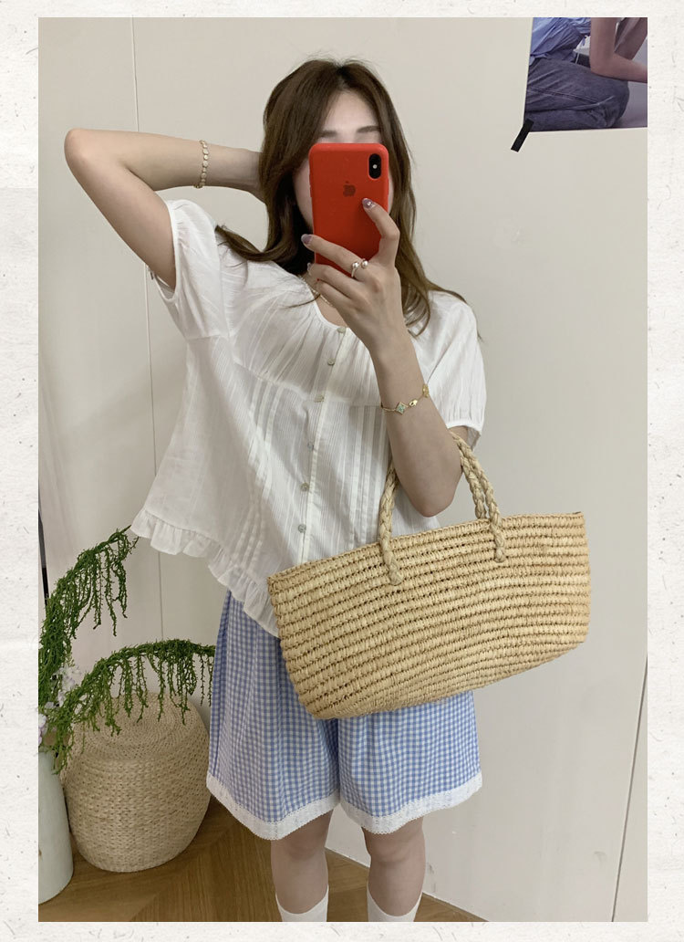 苏珊 法式减龄短袖衬衫女2025新款夏季高级感显瘦小衫上衣TW527详情10