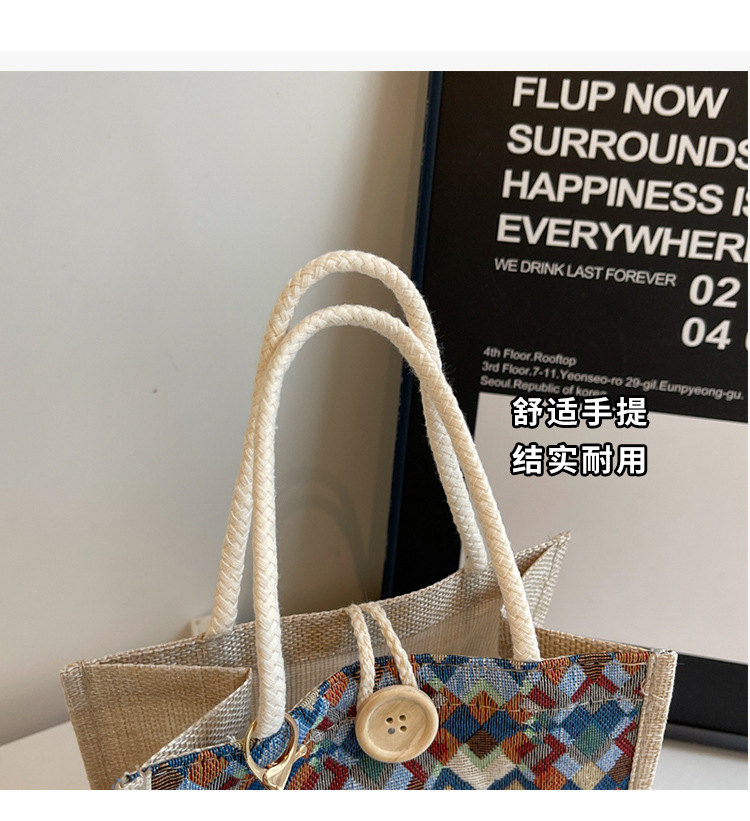 小众高级感防水麻布手提包秋冬季新款伴手礼袋现货批发手拎小挎包详情4