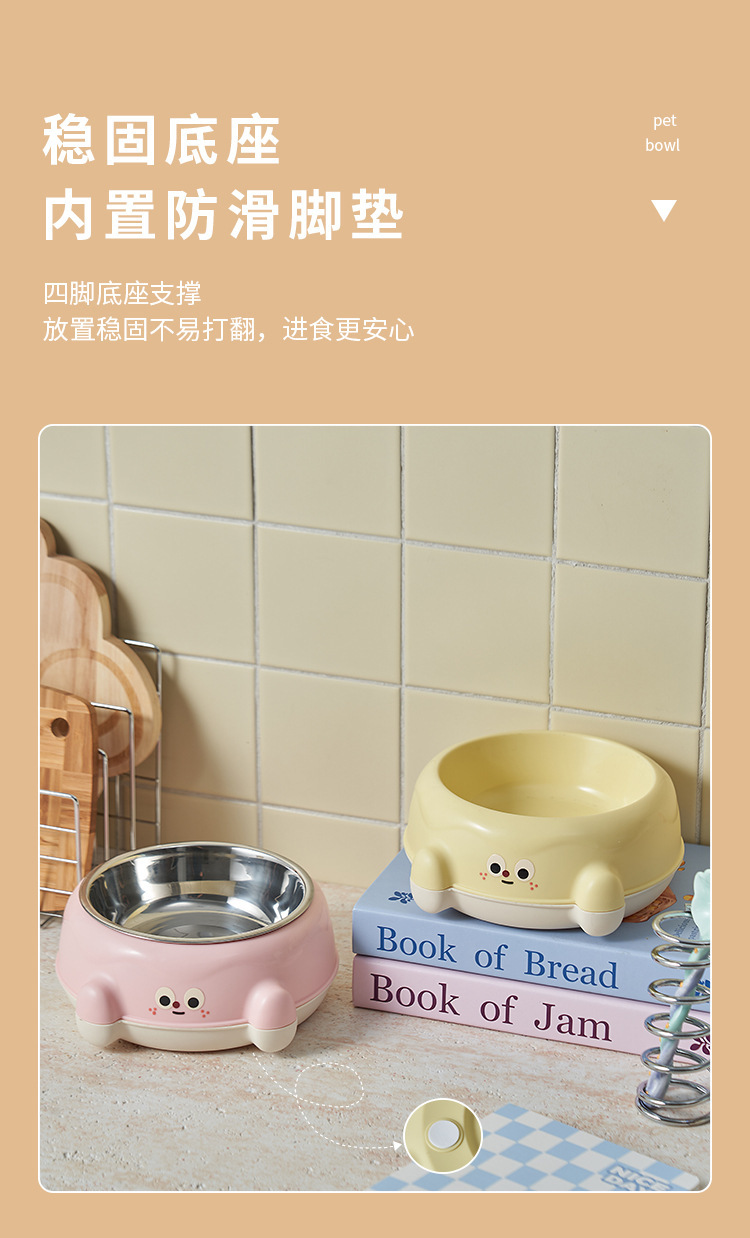 Factory pet bowl, stainless steel cat slanted neck guard drinking bowl, high-legged single bowl cat bowl, anti-slip and anti-tipping tableware pic 6