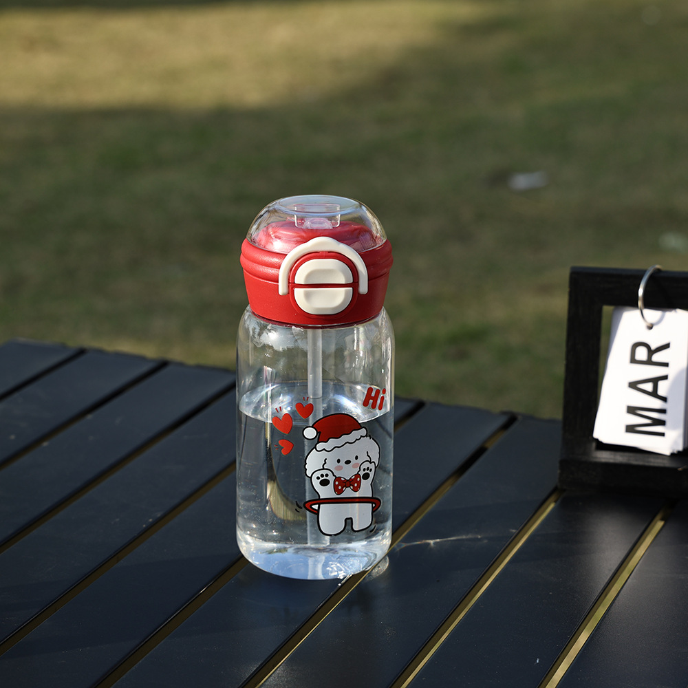 卡通塑料杯女生高颜值吸管双饮水杯便携式学生小众不撞款儿童可爱详情9