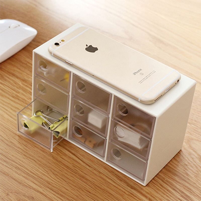 Transparent nine-grid drawer-type accessory storage box, desktop drawer-type storage box, planner organization cabinet storage box pic 9
