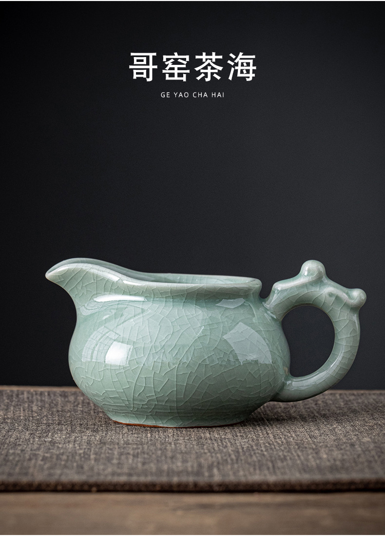 Relief Ge Kiln crackle Kung Fu tea set, a complete set of high-end ice-crack glaze ceramic for home use, practical for office use and as a gift pic 16
