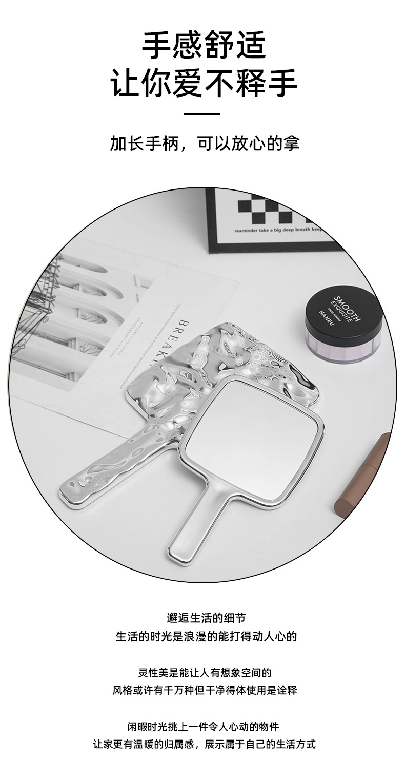 网红高级感手持化妆镜家用复古ins风镜子女随身便携手拿美容镜详情5