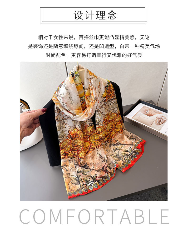 国潮唐韵华裳印花剪花春夏丝巾大长巾高级感旅游披肩防晒女士围巾头巾详情3