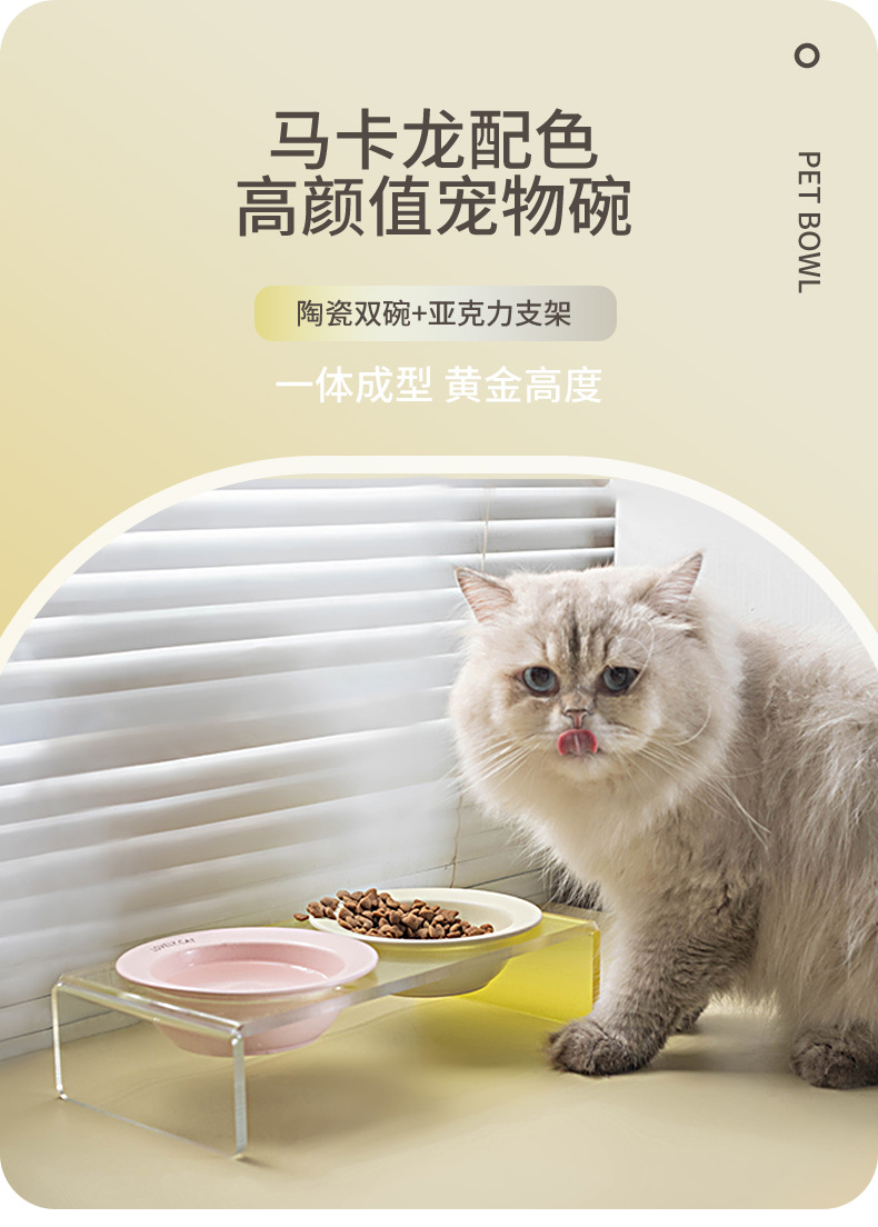 哇噢定制韩国bd同款飞碟宠物碗猫粮碗饮水碗陶瓷猫碗防黑下巴狗碗详情1