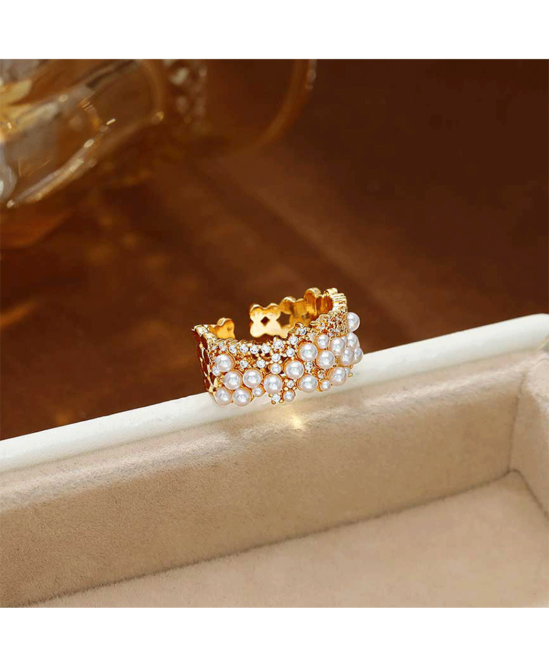 Hyacinth moda full circonitas perlas francés premium sentido anillo abierto mujer influencers explosivo estilo ligero extravagancia strass multiplos anillos pic 5