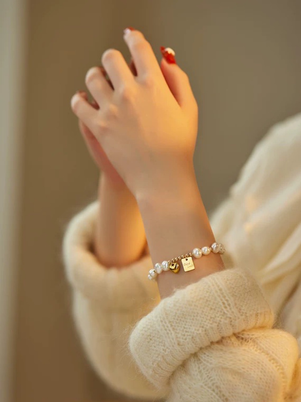爱心Goodluck巴洛克淡水珍珠韩版时尚设计感ins新年手链异型手串详情3