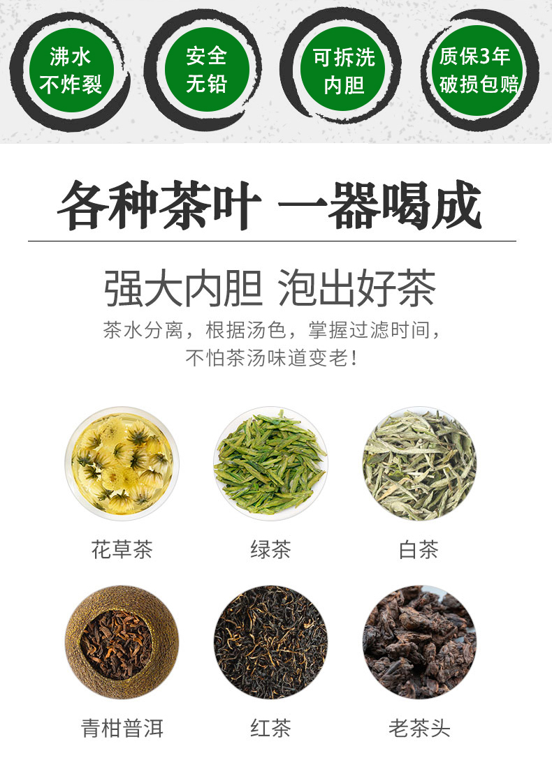 6ga茶壶耐高温玻璃飘逸杯泡茶壶家用茶具茶水分离一键过滤茶器烧详情8