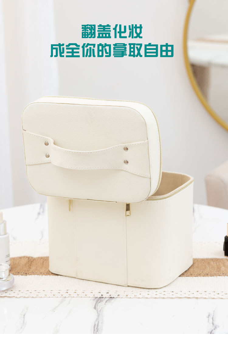 化妆包批发韩版新款大容量旅行便携手提PU专业化妆品收纳包化妆箱详情5