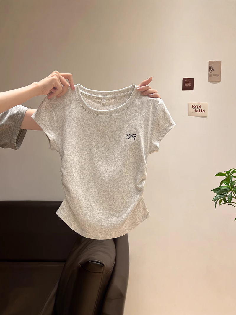 胖mm正肩短袖t恤女打底衫内搭2025薄款夏季白色修身显瘦简约上衣详情14