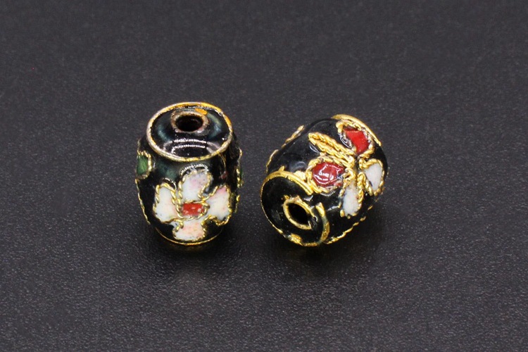 Traditional high-temperature cloisonne filigree silver-blue DIY jewelry accessories, cloisonne 9*7 small drum beads pic 7