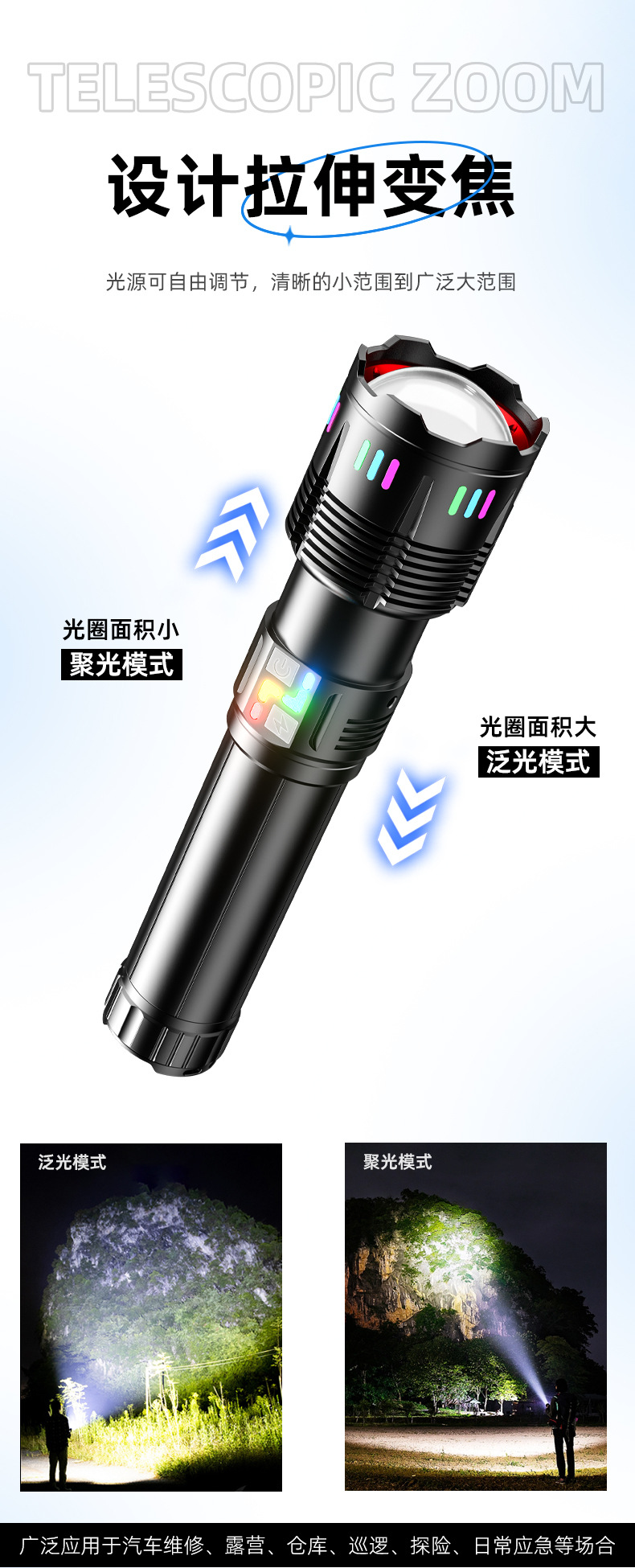 New custom aluminum alloy flashlight, high-intensity laser gun, long-lasting zoom, rechargeable lighting fixture, laser lamp for special use pic 6